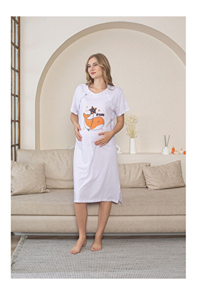embody Maternity Nightdress cotton, nursing opening, 1136 white