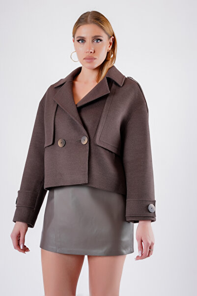 Leather Club Kahve Oversize Hakiki Kaşmir Kaban