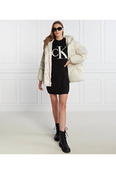 Calvin Klein Elbise Marka Logolu Yuvarlak Yaka Uzun Kollu Elbise J20J222294