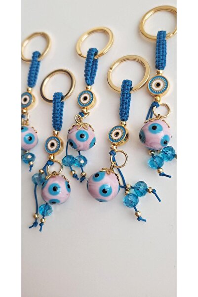 Svc Aksesuar Luxury Gift Original Glass Evil Eye Beaded Pink Keychain