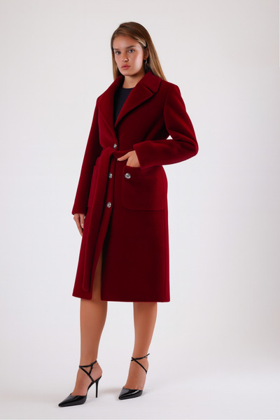 Leather Club Bordo Yün Kaban