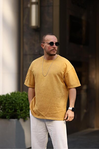 KağanKY Μπλουζάκι Oversize με χρώμα μουστάρδας