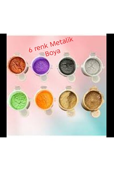 velomy 6 renk Yenilebilir Metalik Parlak Toz Boya Seti 24 gr