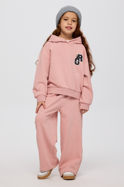 Panço Kız Çocuk Aplike Detaylı Pembe 2'li Takım