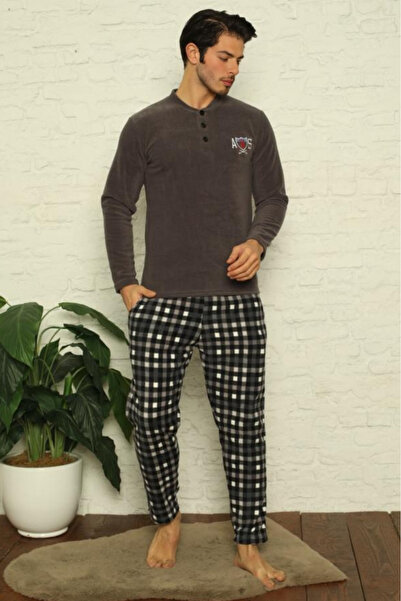 embody Pijama polară moale pentru bărbați, cocolino, moale și călduroasă, cu ...