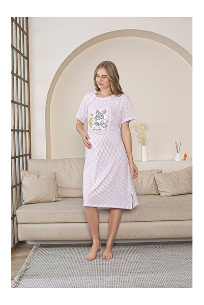 embody Maternity Nightdress cotton, nursing opening, white