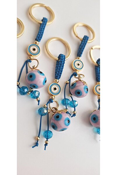 Svc Aksesuar Luxury Gift Original Glass Evil Eye Beaded Pink Keychain
