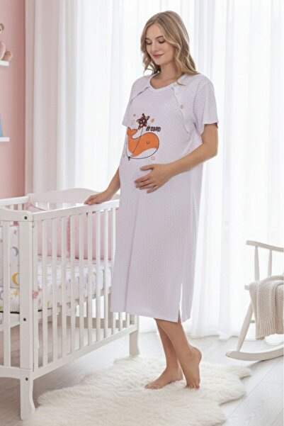 embody Maternity Nightdress cotton, nursing opening, 1136 white