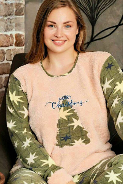 embody Ladies Christmas pyjamas Cocolino batal large size, fluffy and warm, merry christmas, green