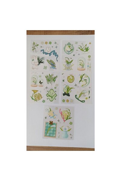 İthal W5-10 sayfa kawaii tavsan ve cicek PET sticker blok