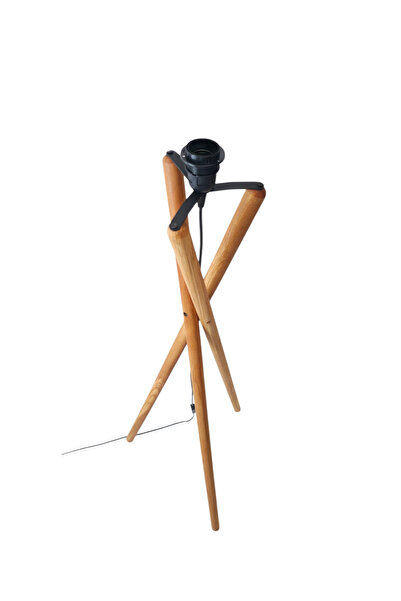 YUCHENGTECH Bohem Ahşap Ayaklı Tripod Beyaz Başlıklı Lambader/Abajur