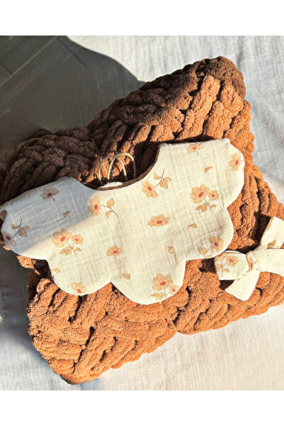 Bohem vitrin Puffy bebek battaniyesi ve mama önlüğü seti, yenidoğan hediyesi ...