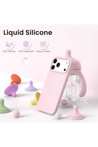 Joyshell Husa pentru iPhone 17 Pro Max, SIlicon Catifelat Cu Interior Microfibra, Roz deschis