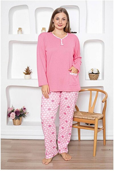 embody Pijamale Interlok din bumbac pentru femei, bumbac, mărime mare, cu buz...