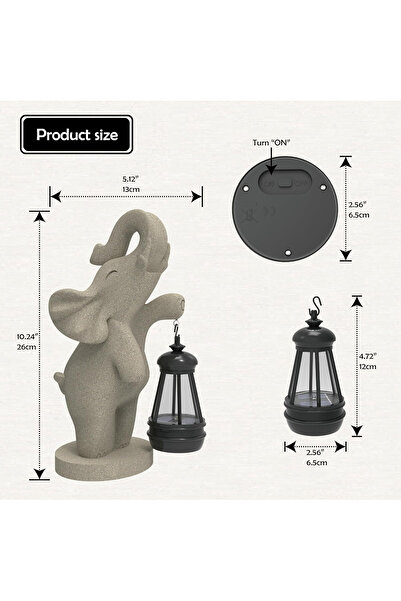 OEM Garden, terrace, balcony decoration with LEDs and solar panel 26 cm, elephant