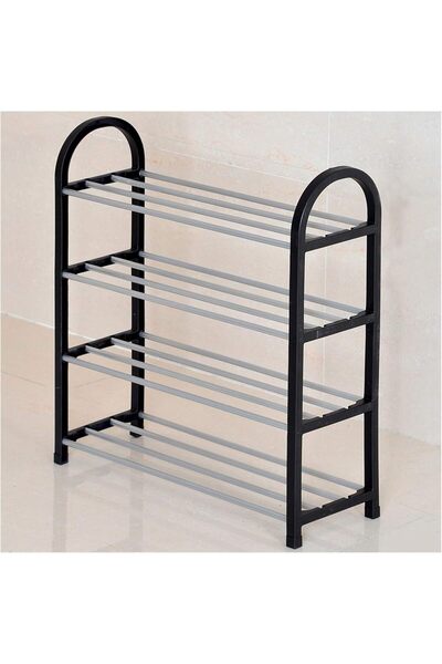 Generic 4-Tier Shoe Rack Organizer, Plastic/Metal, Space-Saving, Black, 51x19x57 cm
