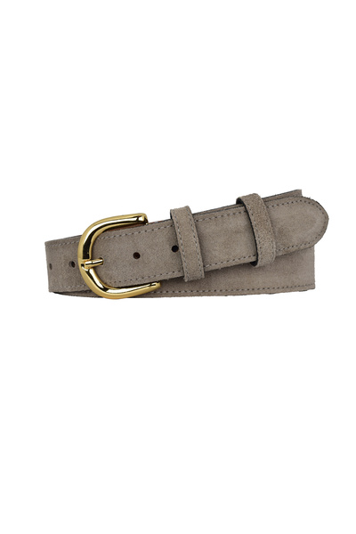 GoDeri 100% Genuine Leather, 4 cm Gray Suede Women's Belt with Gold Buckle; Jeans, Sports Belt=Suede.26.Grey