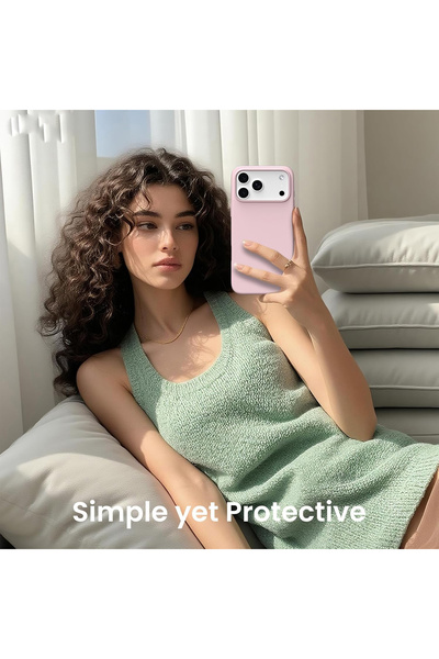 Joyshell Husa pentru iPhone 17 Pro Max, SIlicon Catifelat Cu Interior Microfibra, Roz deschis