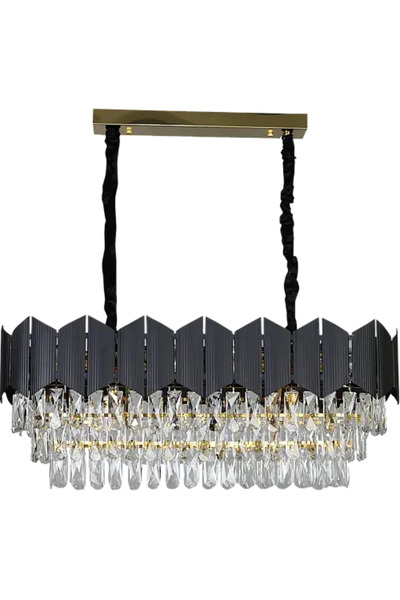 HAMER Modern crystal chandelier, black rectangular cover, size 80 x 30 cm