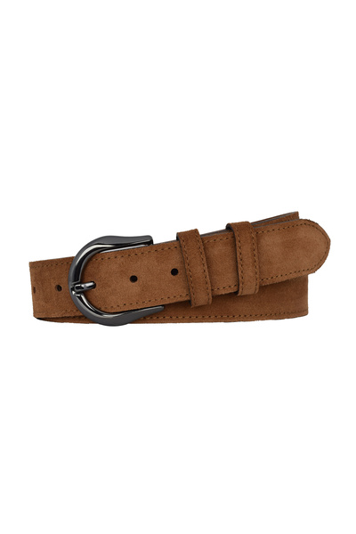 GoDeri 100% Genuine Leather, 4 cm Cinnamon Suede Women's Belt with Nickel Buckle; Jeans, Sports Belt=Suede.70.Cinnamon