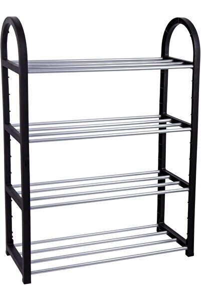 Twinkle Mart 4-Tier Small Shoe Rack & Organizer, 19.5"L x 25.5"H x 7.5"W, Silver