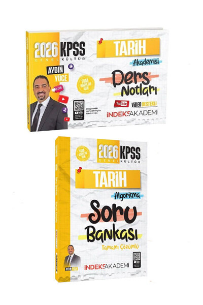 İndeks Akademi 2026 KPSS Aydın Yüce Tarih Video Ders Notu+ Soru Bankası 2'Li Set