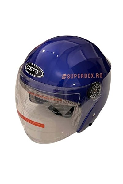 OEM Cască unisex pentru motocicletă/scuter cu vizieră, mărime universală 56-62 cm, albastră, SUPERBOX