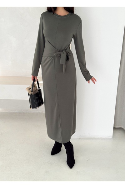 Paraf style Long Sleeve Tie-Up Modal Fabric Dress