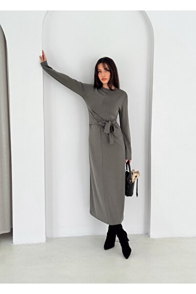 Paraf style Long Sleeve Tie-Up Modal Fabric Dress