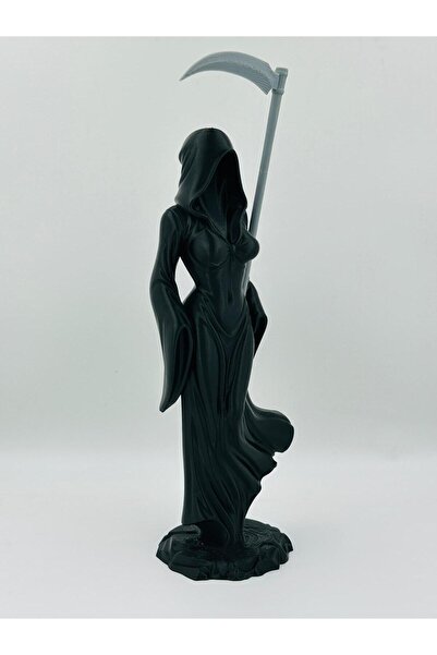 WELLCUT Lady Reaper Figürü – 20 cm Siyah Azrail Kadın Heykel – 3D Baskı Dekoratif Biblo