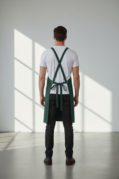 yibucraft Green Unisex Gabardine Masterchef Kitchen Apron – Chef Barista Apron with Adjustable Straps