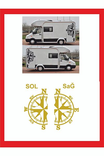 EYBA STİCKER Pusula 2 Adet 48*28 Cm Sağ-sol Oto Sticker -karavan Sticker- Kam...
