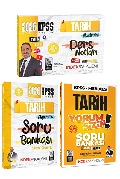 İndeks Akademi 2026 KPSS Aydın Yüce Tarih Video Ders Notu+ Soru Bankası+ Yoru...