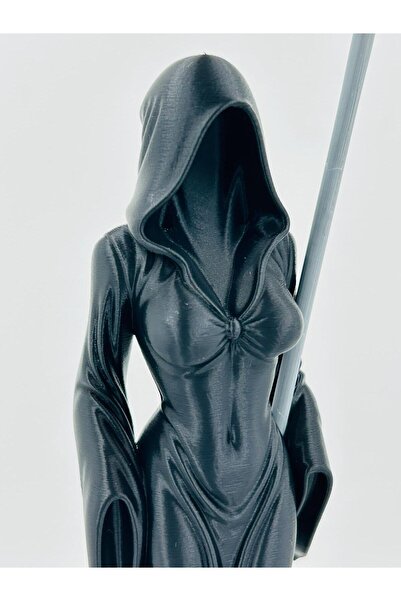 WELLCUT Lady Reaper Figürü – 20 cm Siyah Azrail Kadın Heykel – 3D Baskı Dekoratif Biblo