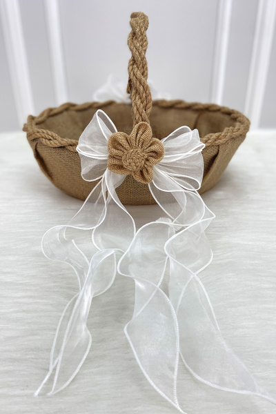 ZEYMERADE سلة زفاف من الخيزران والجوت للعروس، هدية تذكارية لحفلات الخطوبة وال...