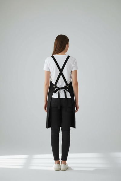 yibucraft Black Unisex Gabardine Masterchef Kitchen Apron – Chef Barista Apron with Adjustable Straps