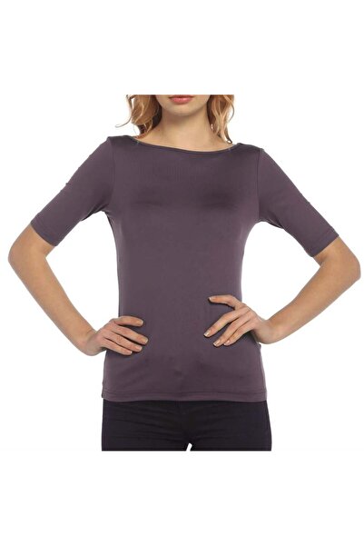 Bulalgiy Kadın Eflatun Basic Tişört - BGA782185