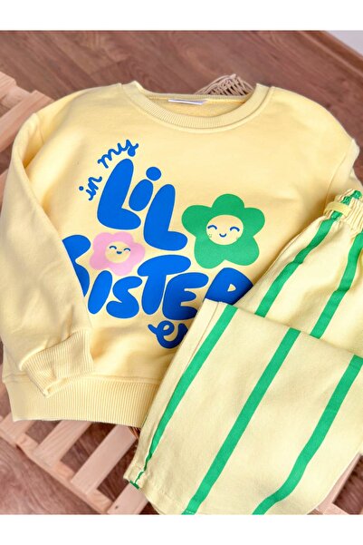 Pinkitokids Lil Sister Sweatshirt and Woven Pants Set