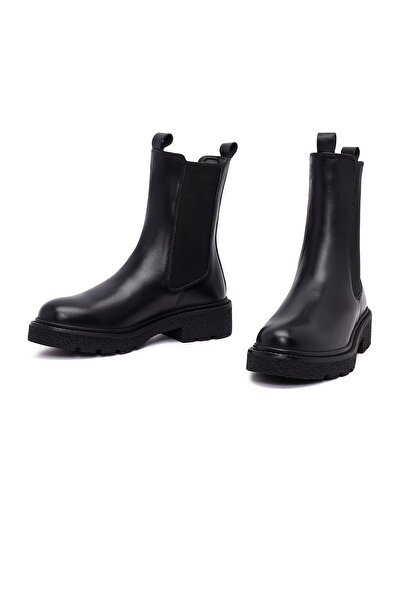 Derimod Kadın Siyah Kalın Tabanlı Deri Chelsea Bot 25WFD511618