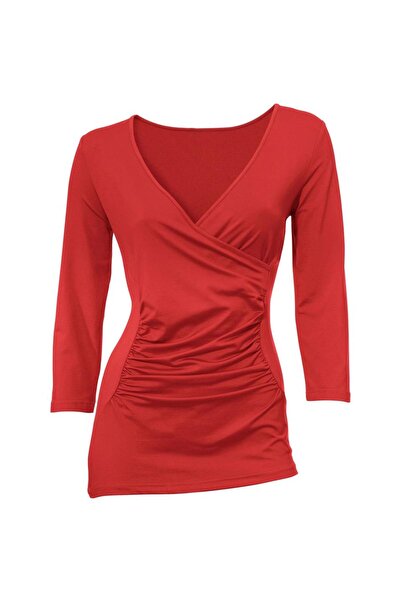 Bulalgiy Kadın Kırmızı 3/4 Kollu Tişört - BGA805214