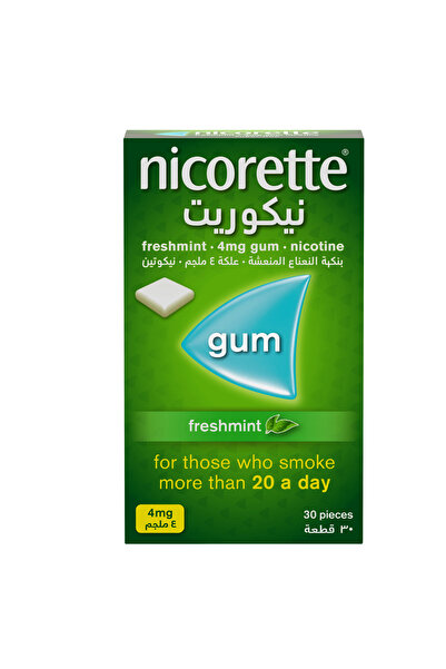 nicorett علكة نيكوريت بنكهة النعناع المنعش 4 ملغ 30 قطعة
