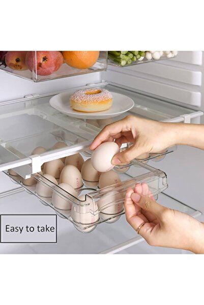 Generic Pull-out refrigerator drawer organizer for egg storage.