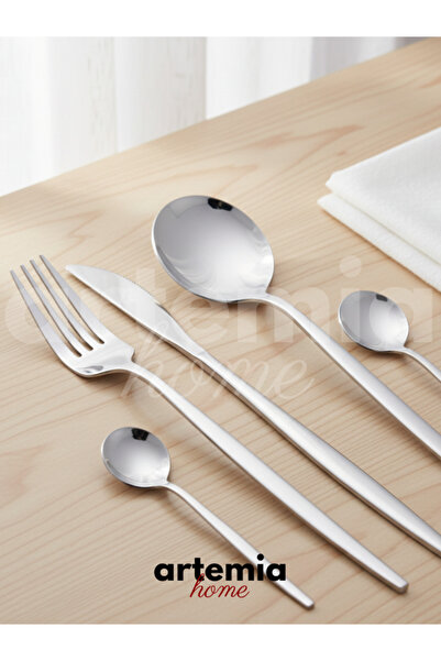 Artemia Home New Vega Elite 90 Piece Dinnerware Set | 18/10 Steel | Silver Plated Tableware Set (12 Person)