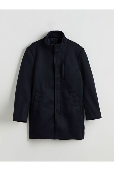 LC Waikiki LCWAIKIKI Classic Büyük Beden Standart Kalıp Dik Yaka Erkek Kaşe Kaban