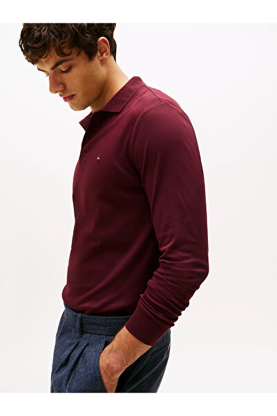 Tommy Hilfiger Erkek %100 Pamuklu Normal Kesim Uzun Kollu Kırmızı Polo Yaka T-Shirt MW0MW37317-XIH