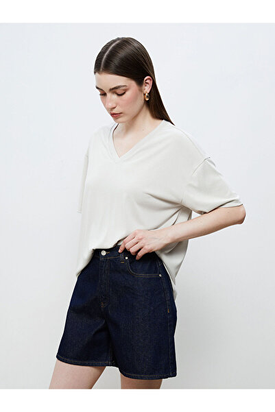 LC Waikiki Tricou de damă Soulife bej cu decolteu în V, amestec modal