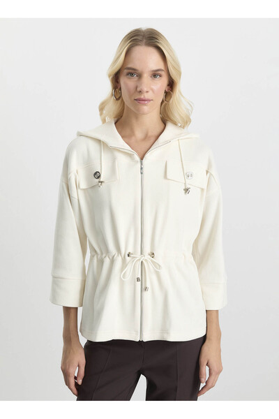 Selen Standart Ekru Kadın Ceket 25KSL1536