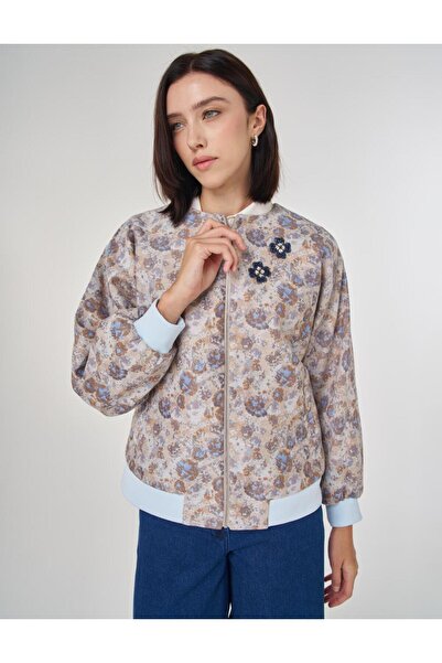 KYR Μπουφάν ζακάρ με μοτίβο λουλουδιών Airman Blue