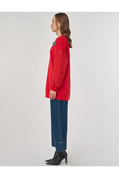 KYR Fabric Garnished Sweatshirt Red