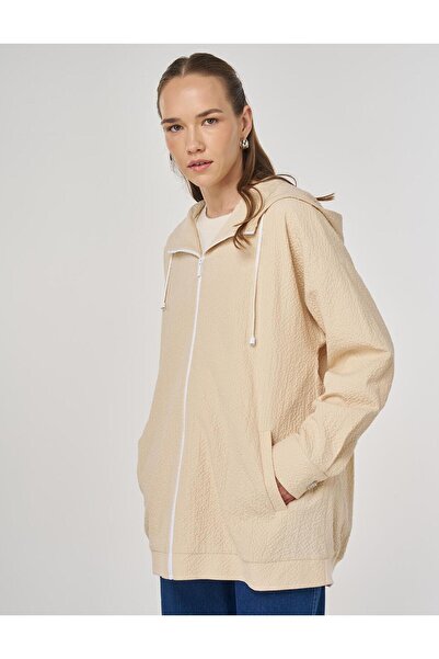 KYR Hooded Detailed Waffle Jacket Light Yellow